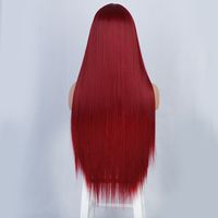 Femmes Perruque Longue Ligne Droite De Cheveux Synthétiques Perruques Avant Dentelle Rouge Perruque main image 3