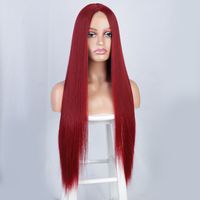 Women's Wig Long Straight Hair Synthetic Wigs Front Lace Red Wig main image 4