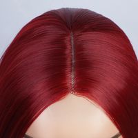 Femmes Perruque Longue Ligne Droite De Cheveux Synthétiques Perruques Avant Dentelle Rouge Perruque main image 6