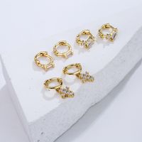 Fashion Copper 18k Gold Zircon Geometric Cross Ear Bone Ring main image 1
