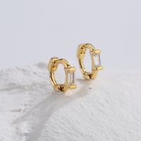 Fashion Copper 18k Gold Zircon Geometric Cross Ear Bone Ring main image 2