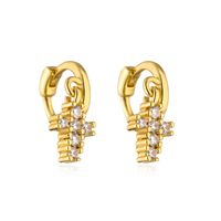 Fashion Copper 18k Gold Zircon Geometric Cross Ear Bone Ring sku image 3