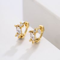 Fashion Copper 18k Gold Zircon Geometric Cross Ear Bone Ring main image 3