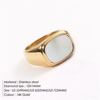Fashion Simplicity Gold Flat White Shell Female Stainless Steel Ring sku image 10