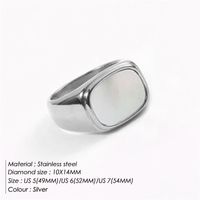 Fashion Simplicity Gold Flat White Shell Female Stainless Steel Ring sku image 5
