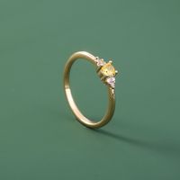 New Fashion Simple Flower Round Citrine Zircon Copper Ring main image 7