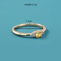 New Fashion Simple Flower Round Citrine Zircon Copper Ring main image 3