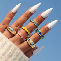 Conjunto De Anillo De Moda Macaron De Colores Con Forma De Corazón De 6 Piezas Para Mujer main image 1