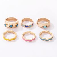 Conjunto De Anillo De Moda Macaron De Colores Con Forma De Corazón De 6 Piezas Para Mujer main image 4