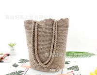 Mori Women's Literary Fan Xiaoqing Novice Cotton Thread Bucket Bag Vintage Cotton And Linen Woven Bag Shoulder Straw-weaved Women's Bag sku image 6