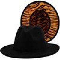 British Retro Woolen Fashion Striped Felt Four Seasons Simple Big-brimmed Jazz Hats sku image 3