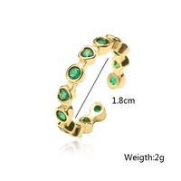 Simple 18k Gold Plated Micro Inlaid Green Open Adjustable Zircon Ring Female Bracelet main image 5