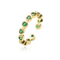 Simple 18k Gold Plated Micro Inlaid Green Open Adjustable Zircon Ring Female Bracelet sku image 2