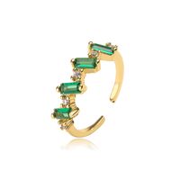 Simple 18k Gold Plated Micro Inlaid Green Open Adjustable Zircon Ring Female Bracelet sku image 1