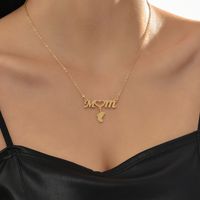 Fashion Hollowed-out Doll Foot Pendant Mother's Day Mom Letter Necklace Jewelry main image 3