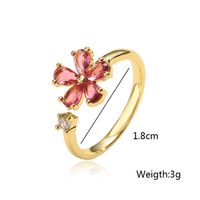 Fashion Cute 18k Gold Plated Flower-shaped Zircon Inlaid Open Ring Female main image 5