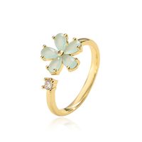 Fashion Cute 18k Gold Plated Flower-shaped Zircon Inlaid Open Ring Female sku image 3