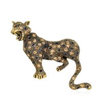 Fashion Cartoon  Animal Vintage Rhinestone Leopard Shaped Brooch main image 1