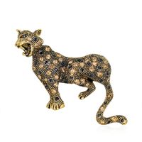 Fashion Cartoon  Animal Vintage Rhinestone Leopard Shaped Brooch main image 2
