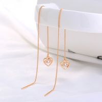 Fashion Micro Inlaid Zircon Heart  Devil's Eye Pendant Tassel Piercing Copper Earrings Pairs main image 2