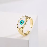 Retro 18k Gold Plating Oil Dripping Devil's Eye Geometric Open Adjustable Ring Female main image 3