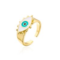 Retro 18k Gold Plating Oil Dripping Devil's Eye Geometric Open Adjustable Ring Female sku image 1