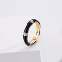 Fashion Drip Oil Plating 18k Gold Micro Inlaid Zircon Open Copper Ring main image 2