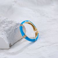 Fashion Drip Oil Plating 18k Gold Micro Inlaid Zircon Open Copper Ring main image 3