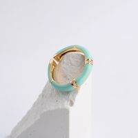 Fashion Drip Oil Plating 18k Gold Micro Inlaid Zircon Open Copper Ring main image 4