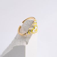 Vintage 18k Gold Plating Dripping Oil Love Geometric Open Adjustable Ring main image 2