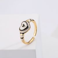 Vintage 18k Gold Plating Dripping Oil Love Geometric Open Adjustable Ring main image 3