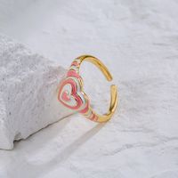 Vintage 18k Gold Plating Dripping Oil Love Geometric Open Adjustable Ring main image 4