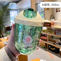 Spaceman Cute Plastic Double-layer Cup With Straw Creative Gift Handy Cup Large Capacity Children Gliding Lid Water Cup sku image 1