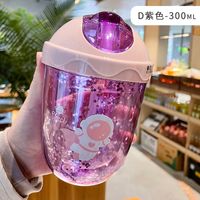Spaceman Cute Plastic Double-layer Cup With Straw Creative Gift Handy Cup Large Capacity Children Gliding Lid Water Cup sku image 4