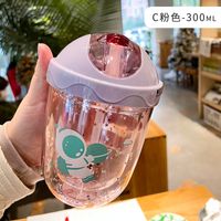 Spaceman Cute Plastic Double-layer Cup With Straw Creative Gift Handy Cup Large Capacity Children Gliding Lid Water Cup sku image 3