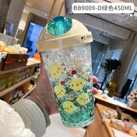 Summer Cartoon Young Girl Student Ice Cup Cold Drink Juice Cool Tumbler Double Layer Straw Cup sku image 8