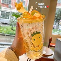 Fashion Summer Elastic Sliding Cover Double-layer Thickened Refrigerator Refrigeration Vacuum Straw Cup main image 4