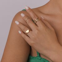Mode Weibliche Metallic Einfache Hohl Kette Herz Öffnung Einstellbar Zink-legierung Ring Set main image 3