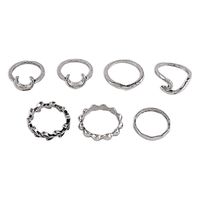 Fashion Simple Metallic Crescent Leaves Knuckle Zinc Alloy Ring Set main image 5