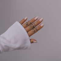 Fashion Simple Metallic Crescent Leaves Knuckle Zinc Alloy Ring Set sku image 1
