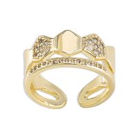Fashion Simple Irregular Geometric Copper Zircon Ring sku image 3