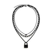 Fashion Punk Black Cross Chain Geometric Heart Lock Shaped Alloy Necklace main image 4
