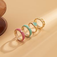Fashion Sweet Cool Wind Dripping Oil Color Hollow Smiley Face Open Alloy Ring main image 4