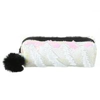 Fashion New Fur Ball Sequins Cosmetic Pencil Case Mermaid Storage Bag sku image 1