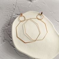 Simple Geometric Line Irregular Women Glossy Metal Octagonal Copper Earrings main image 4