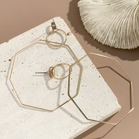 Einfache Geometrische Linie Unregelmäßige Frauen Glänzend Metall Achteckige Kupfer Ohrringe main image 2