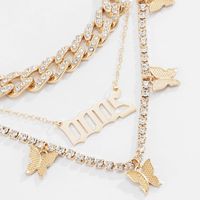 Ornament Full Diamond Geometric Butterfly Shaped Alloy Letter Necklace main image 5
