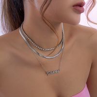 Mode Doux Lettres Griffe Simple Serpent Os Strass Collier Femmes main image 1