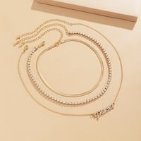 Fashion Sweet Letters Claw Simple Snake Bones Rhinestone Necklace Women main image 5