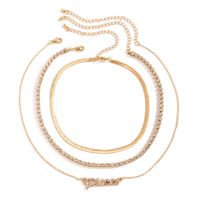 Mode Doux Lettres Griffe Simple Serpent Os Strass Collier Femmes main image 4